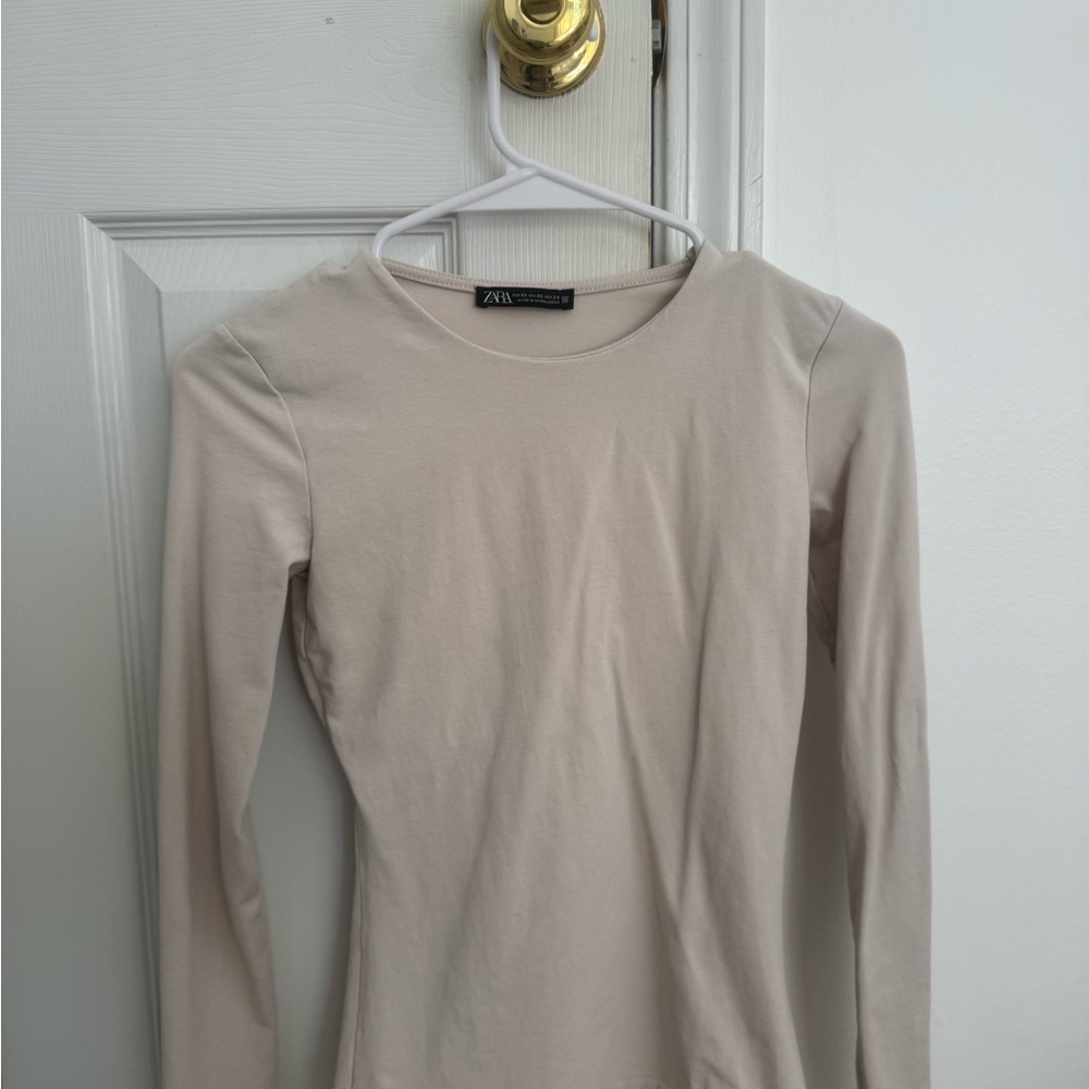 Zara Neutral Long Sleeve Top